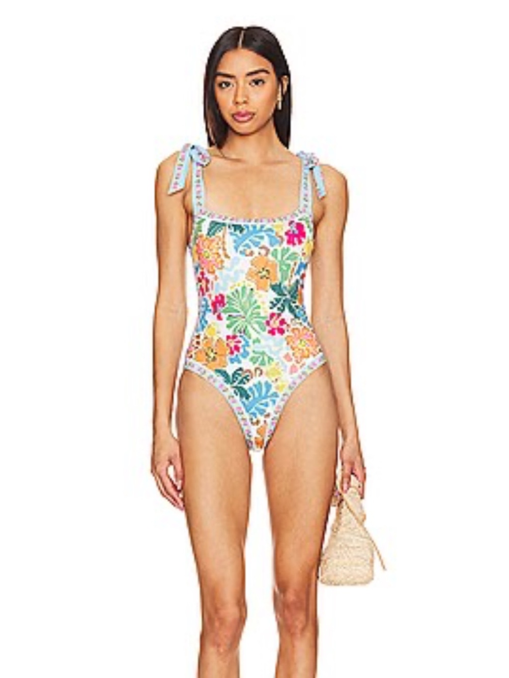 Beach Riot Floral Tie-Shoulder One-Piece - Light Blue Multi
